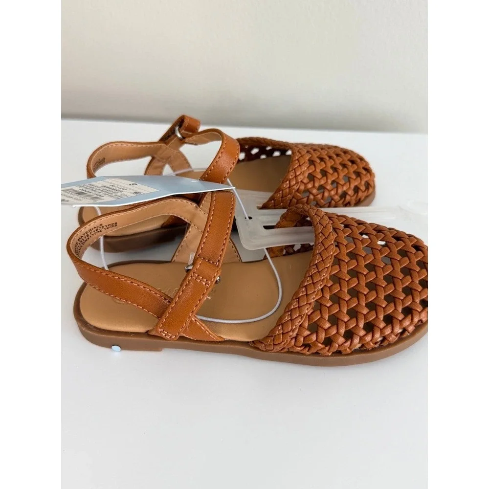 Cat & Jack Makaya Sandals Toddler Size 9 Brown Woven Huarache NWT
